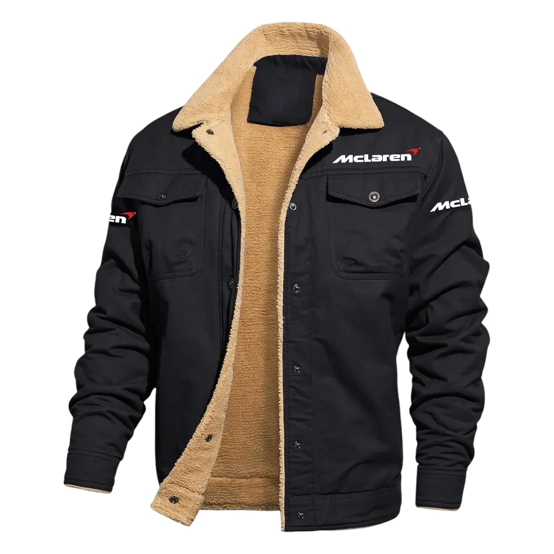 McLaren Exclusive Logo Jacket Fleece-lined Thick Jacket Warm Thick Coat With Fur Lapel Collar Coat HIHI070125Y10FLJMCL McLaren Exclusive Logo Jacket Fleece-lined Thick Jacket Warm Thick Coat With Fur Lapel Collar Coat HIHI070125Y10FLJMCL