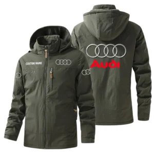 Audi Windbreaker Jacket Hooded, Warm Lining Waterproof Outdoor Running Jacket For Men, Custom Name HIHI240225Y17WO88AUD