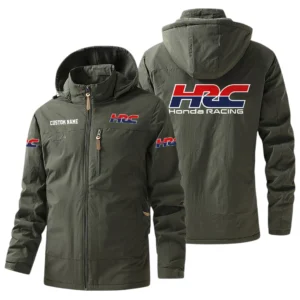 HRC Honda Racing Windbreaker Jacket Hooded, Warm Lining Waterproof Outdoor Running Jacket For Men, Custom Name HIHI280225Y17WO88HRC