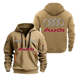 Audi Half Zip Hoodie, Sport Hooded Multi-Pocket, Custom Name TN080325Y25QZ2HCT7AUD
