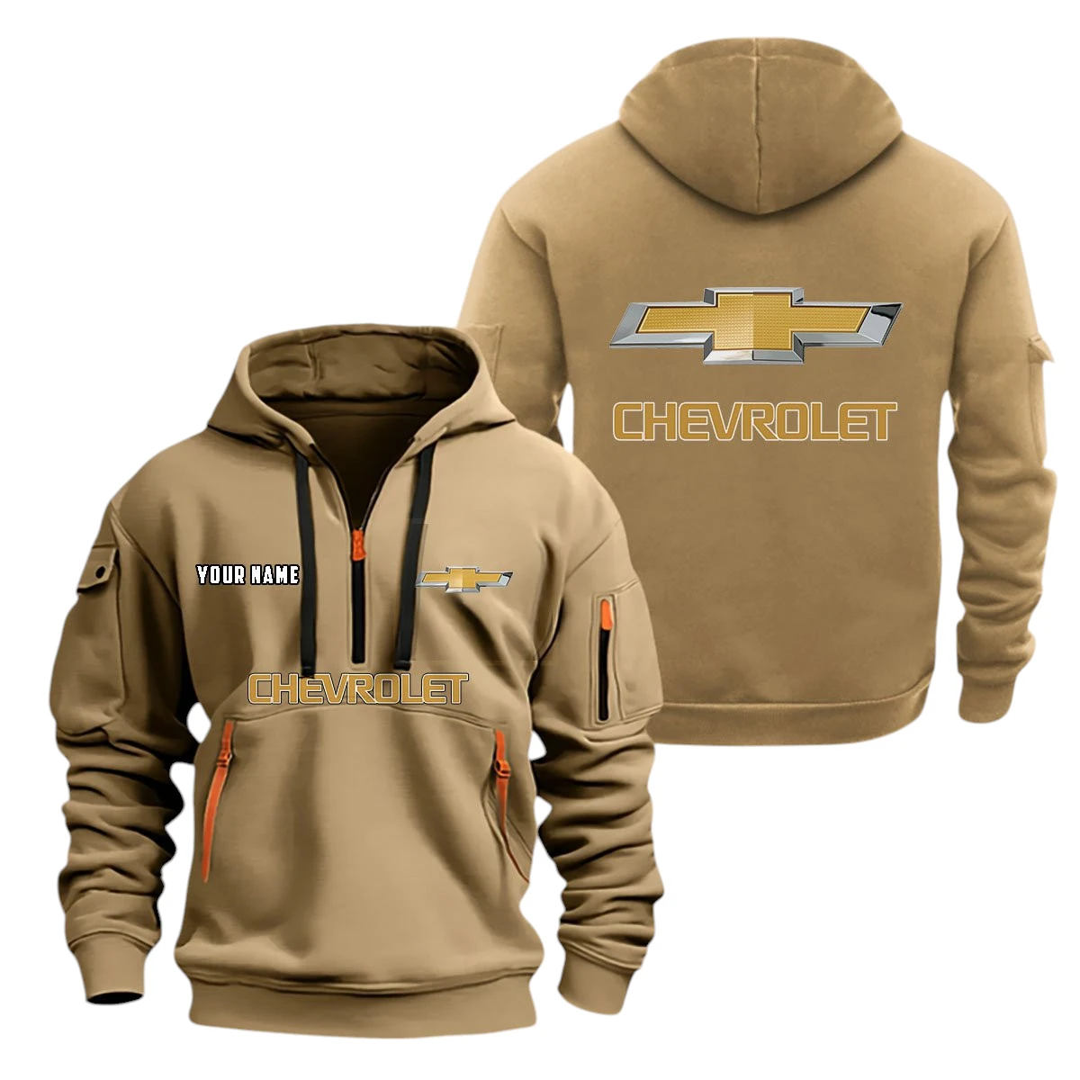 Chevrolet Half Zip Hoodie, Sport Hooded Multi-Pocket, Custom Name TN080325Y25QZ2HCT7CHE Chevrolet Half Zip Hoodie, Sport Hooded Multi-Pocket, Custom Name TN080325Y25QZ2HCT7CHE