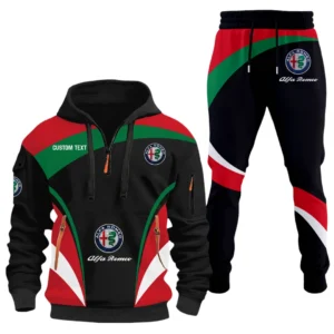 Alfa Romeo Half Zip Hoodie x Long Pants Set All-over Print, Custom Name HIDI120325Y26QZ3HALR