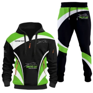Arctic Cat Half Zip Hoodie x Long Pants Set All-over Print, Custom Name HIDI120325Y26QZ3HARC