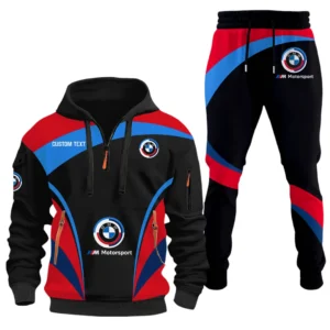 BMW M Motorsport Half Zip Hoodie x Long Pants Set All-over Print, Custom Name HIDI120325Y26QZ3HBMM