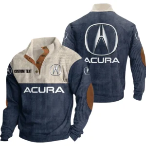 Acura Exclusive Logo Knitted Ribbed Corduroy Sweatshirt Mid Stretch Stand Collar Pullover Sweater, Custom Text HG130325Y32RCSCT1ACU