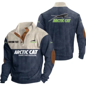 Arctic Cat Exclusive Logo Knitted Ribbed Corduroy Sweatshirt Mid Stretch Stand Collar Pullover Sweater, Custom Text HG130325Y32RCSCT1ARC