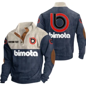 Bimota Exclusive Logo Knitted Ribbed Corduroy Sweatshirt Mid Stretch Stand Collar Pullover Sweater, Custom Text HG130325Y32RCSCT1BIM