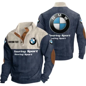 BMW Exclusive Logo Knitted Ribbed Corduroy Sweatshirt Mid Stretch Stand Collar Pullover Sweater, Custom Text HG130325Y32RCSCT3BMW