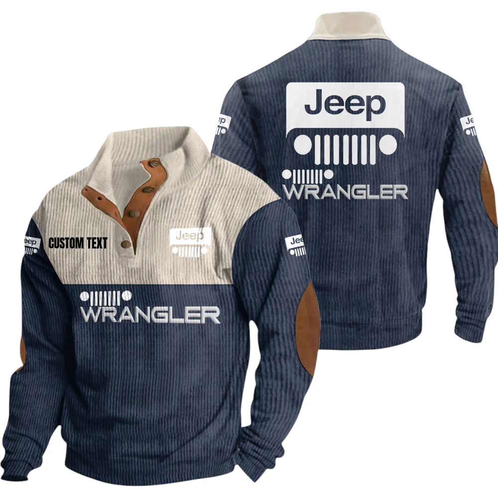 Jeep Wrangler Exclusive Logo Knitted Ribbed Corduroy Sweatshirt Mid Stretch Stand Collar Pullover Sweater, Custom Text HG150325Y32RCSCT1JEE Jeep Wrangler Exclusive Logo Knitted Ribbed Corduroy Sweatshirt Mid Stretch Stand Collar Pullover Sweater, Custom Text HG150325Y32RCSCT1JEE