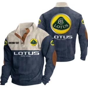 Lotus Cars Exclusive Logo Knitted Ribbed Corduroy Sweatshirt Mid Stretch Stand Collar Pullover Sweater, Custom Text HG150325Y32RCSCT1LOT