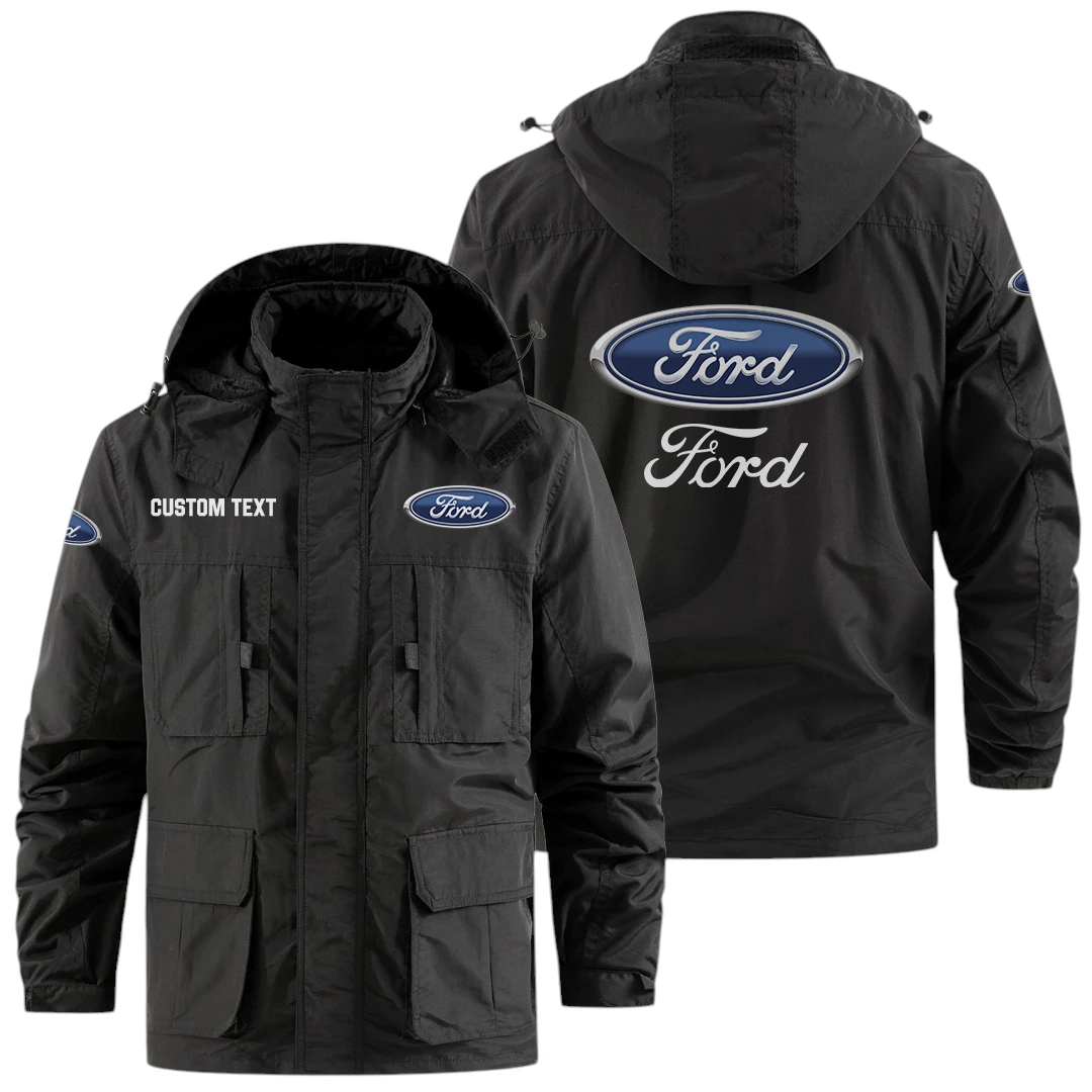 Ford Exclusive Logo Windbreaker Jacket Hooded Detachable, Outdoor Jacket Multi Pocket, Custom Name HIDI170325Y26WMPFOR Ford Exclusive Logo Windbreaker Jacket Hooded Detachable, Outdoor Jacket Multi Pocket, Custom Name HIDI170325Y26WMPFOR