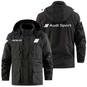 Audi Sport Racing Exclusive Logo Windbreaker Jacket Hooded Detachable, Outdoor Jacket Multi Pocket, Custom Name HIDI190325Y26WMPAUS
