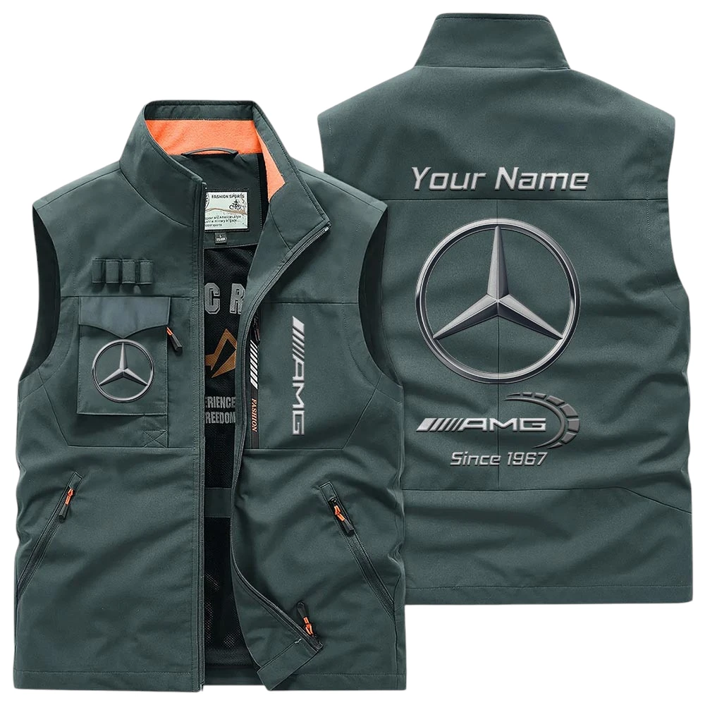 Mercedes AMG Multi Pocket Vest Sleeveless Men Outdoor Vest Lightweight Custom Name TN170425Y39MPVCT1AMG Mercedes AMG Multi Pocket Vest Sleeveless Men Outdoor Vest Lightweight Custom Name TN170425Y39MPVCT1AMG