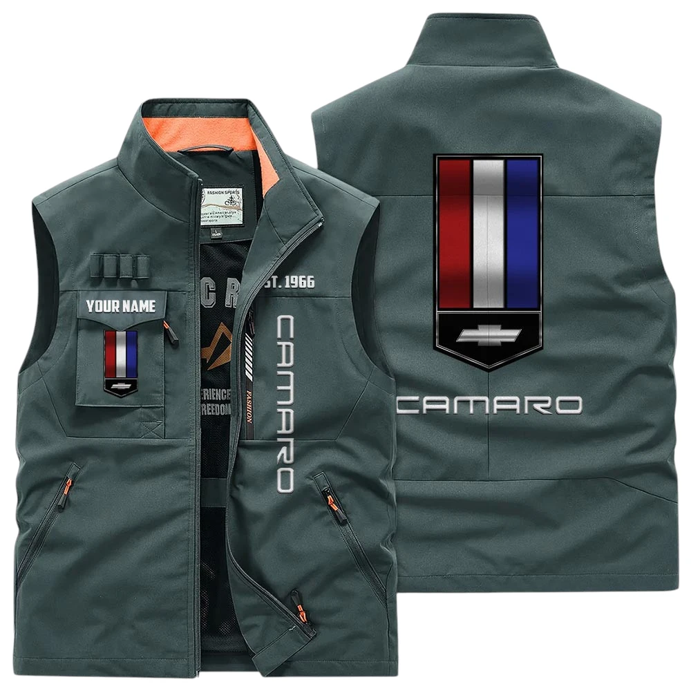 Chevrolet Camaro Multi Pocket Vest Sleeveless Men Outdoor Vest Lightweight Custom Name TN170425Y39MPVCT2CHC Chevrolet Camaro Multi Pocket Vest Sleeveless Men Outdoor Vest Lightweight Custom Name TN170425Y39MPVCT2CHC