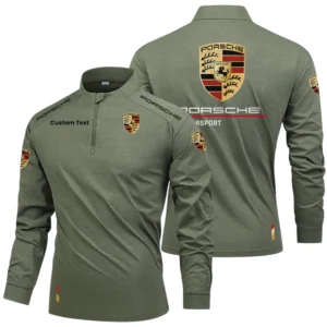 Porsche Motorsport Racing Long Sleeve Shirt, Stand Collar Quarter Zip-up Custom Name HIDI040425Y49LMT05POM
