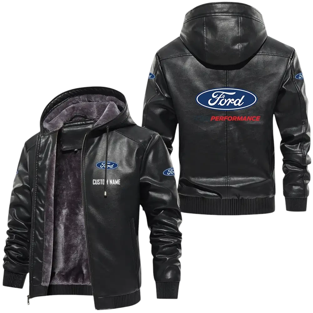 Ford Performance PU Leather Hooded Jacket, Mens Durable Windproof Keep Warm Soft Velvet Lined Jacket, Custom Name HG030325Y24LJH1FOP Ford Performance PU Leather Hooded Jacket, Mens Durable Windproof Keep Warm Soft Velvet Lined Jacket, Custom Name HG030325Y24LJH1FOP