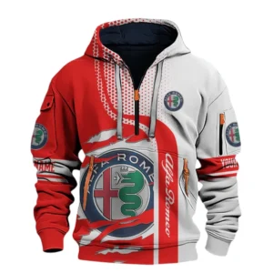 Alfa Romeo Half Zip Hoodie All Over Prints, Multi-Pockets Custom Name TN130525Y26QZ3CT1ALR