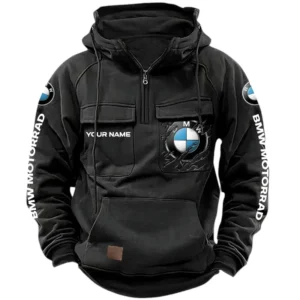 BMW Motorrad Quarter Zip Hoodie, Sports Hoodie Multi-Pockets, Custom Name HG170525Y41HJRCT1BMM