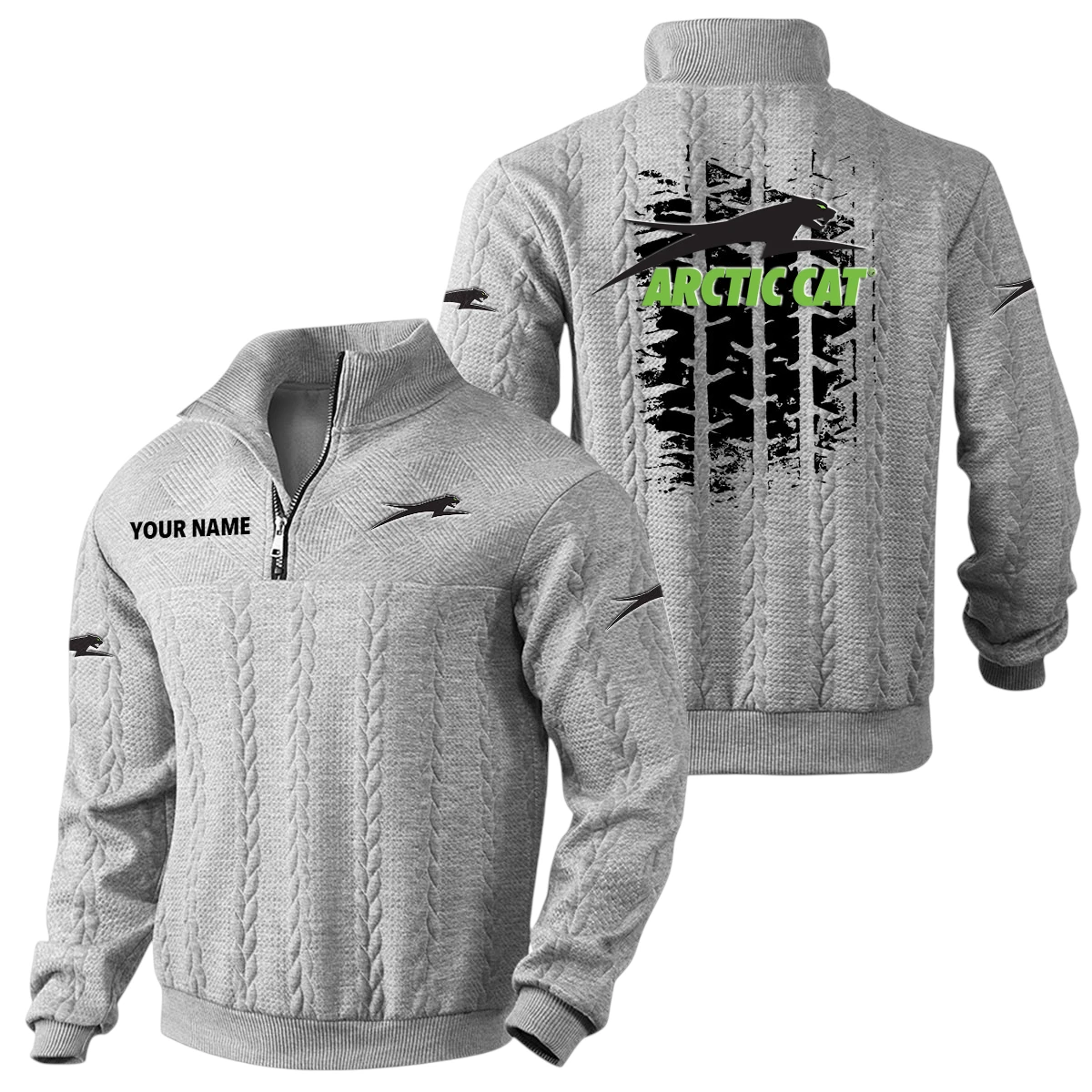 Arctic Cat Quarter Zip Sweatshirt Stand Collar Gift For Fan Custom Name Arctic Cat Quarter Zip Sweatshirt Stand Collar Gift For Fan Custom Name