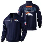Denver Broncos Quarter Zip Sweatshirt Stand Collar Custom Name
