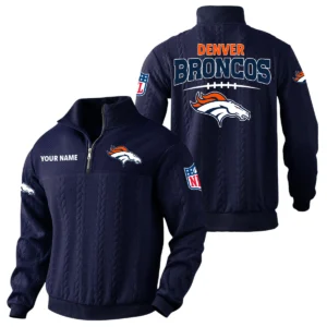 Denver Broncos Quarter Zip Sweatshirt Stand Collar Custom Name