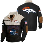 Denver Broncos Knitted Ribbed Corduroy Sweatshirt Mid Stretch Stand Collar Pullover Sweater, Custom Name