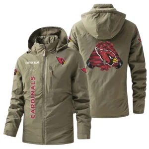 Arizona Cardinals Windbreaker Jacket Hooded, Warm Lining Waterproof Custom Name