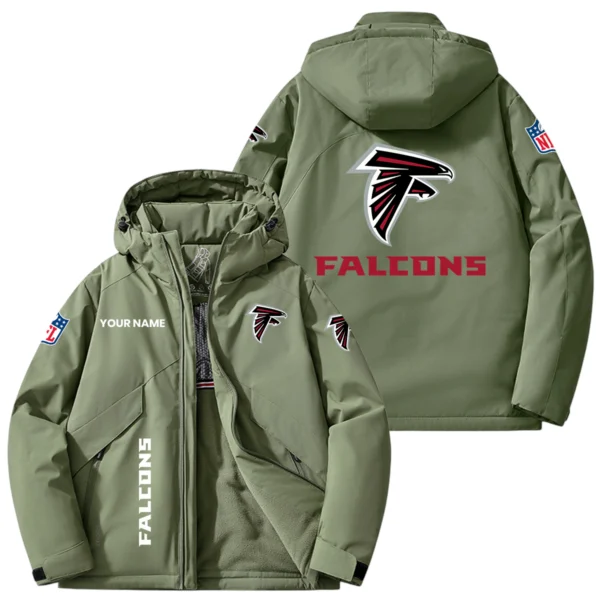 Atlanta Falcons Hooded Puffer Jacket Fleece-Lined Custom Name