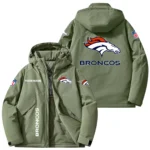 Denver Broncos Hooded Puffer Jacket Fleece-Lined Custom Name