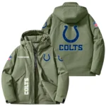 Indianapolis Colts Hooded Puffer Jacket Fleece-Lined Custom Name