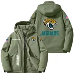 Jacksonville Jaguars Hooded Puffer Jacket Fleece-Lined Custom Name