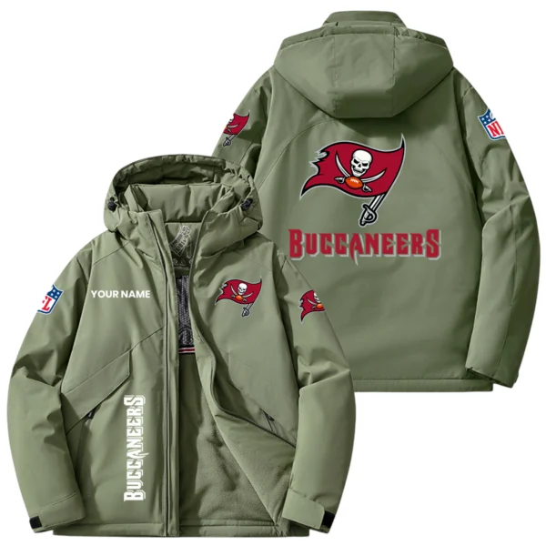 Tampa Bay Buccaneers Hooded Puffer Jacket Fleece-Lined Custom Name