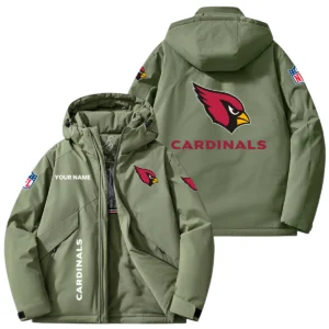 Arizona Cardinals Hooded Puffer Jacket Fleece-Lined Custom Name