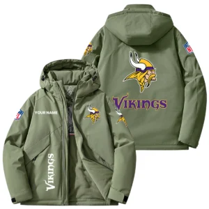 Minnesota Vikings Hooded Puffer Jacket Fleece-Lined Custom Name