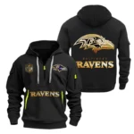 Baltimore Ravens Half-Zip Hoodie Multi-Pocket Custom Name