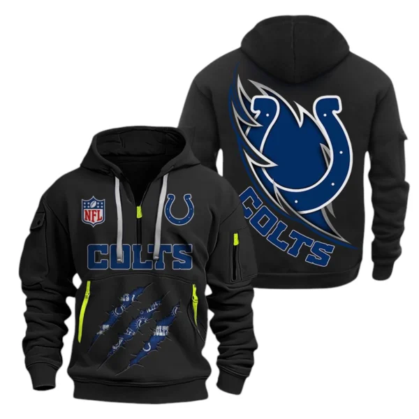Indianapolis Colts Half-Zip Hoodie Multi-Pocket Custom Text
