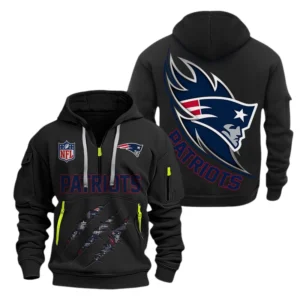 New England Patriots Half-Zip Hoodie Multi-Pocket Custom Text