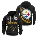 Pittsburgh Steelers Half-Zip Hoodie Multi-Pocket Custom Text