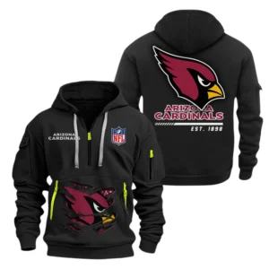 Arizona Cardinals Half Zip Hoodie Sports Hooded Multi-Pocket, Custom Text