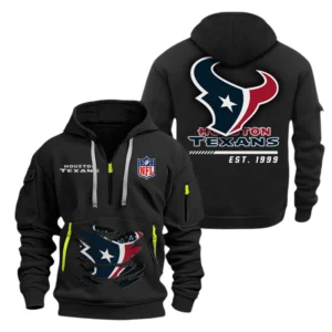 Houston Texans Half Zip Hoodie Sports Hooded Multi-Pocket, Custom Text