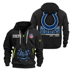 Indianapolis Colts Half Zip Hoodie Sports Hooded Multi-Pocket, Custom Text