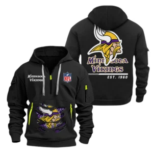 Minnesota Vikings Half Zip Hoodie Sports Hooded Multi-Pocket, Custom Text