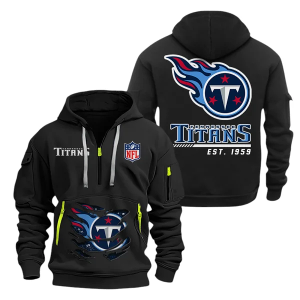 Tennessee Titans Half Zip Hoodie Sports Hooded Multi-Pocket, Custom Text