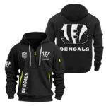 Cincinnati Bengals Half Zip Hoodie Sports Hooded Multi-Pocket Custom Name