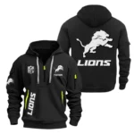 Detroit Lions Half Zip Hoodie Sports Hooded Multi-Pocket, Custom Name