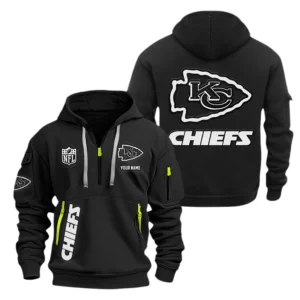 Kansas City Chiefs Half Zip Hoodie Sports Hooded Multi-Pocket, Custom Name