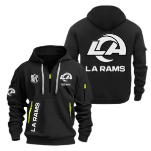 Los Angeles Rams Half Zip Hoodie Sports Hooded Multi-Pocket, Custom Name