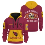 Arizona Cardinals Half Zip Hoodie All Over Prints Custom Name