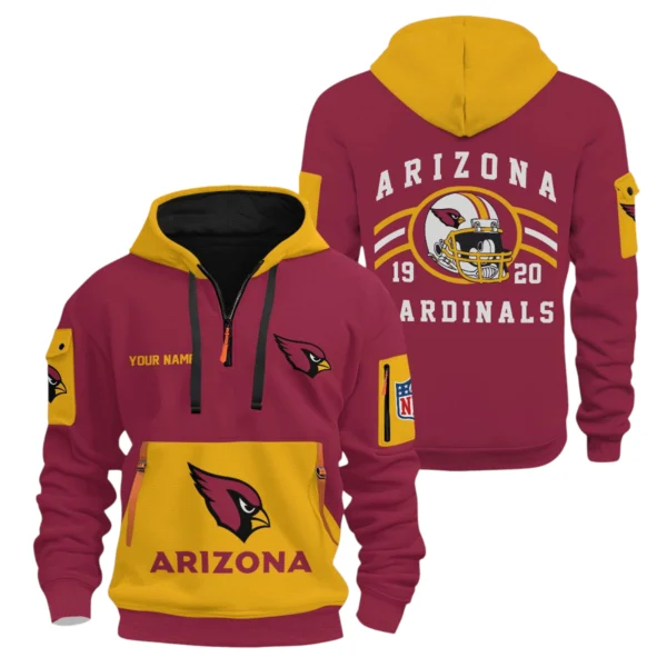 Arizona Cardinals Half Zip Hoodie All Over Prints Custom Name