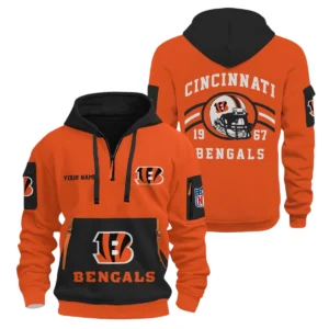 Cincinnati Bengals Half Zip Hoodie All Over Prints Custom Name